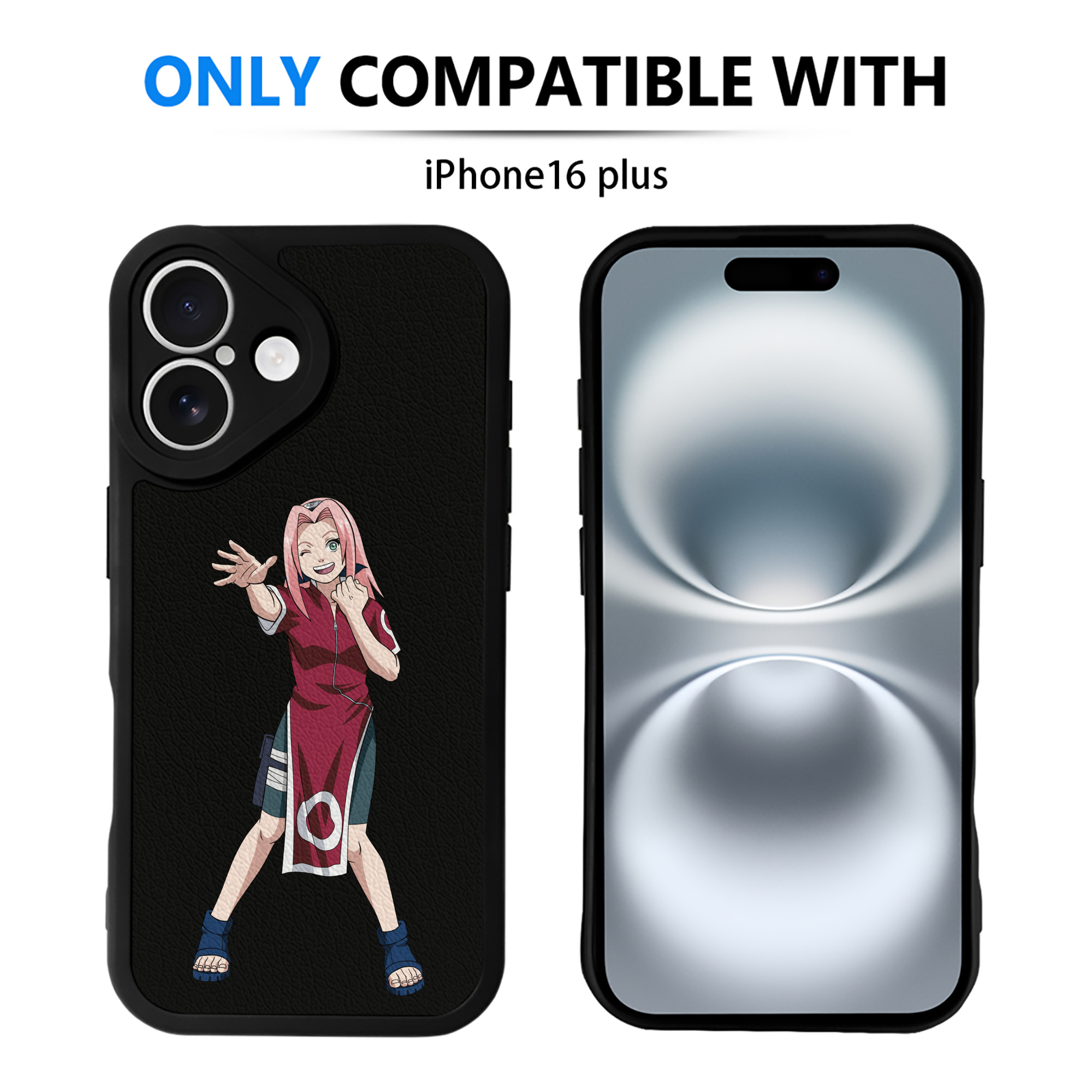 （画像用） NARUTO -ナルト- 春野サクラ Haruno Sakura 【iPhone 16シリーズ対応】シリコンスマホケース（レザー調） 材質：シリコン